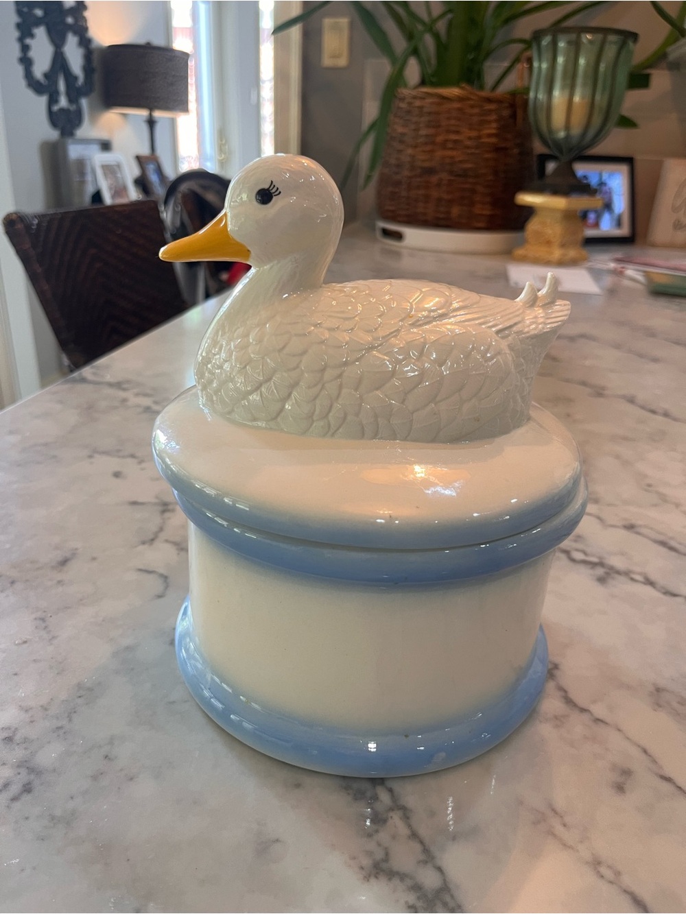 VTG Ceramic Pottery Duck Cookie Jar  Or Canister 9”
